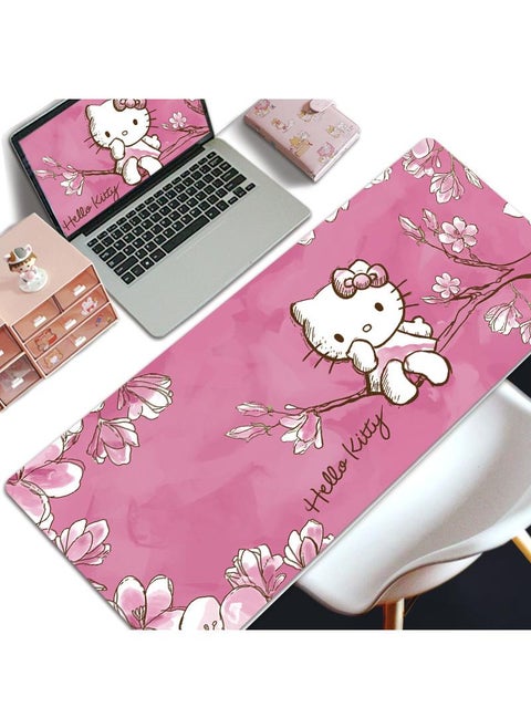 Hello Kitty Gift For Girls Gaming Mouse Pad Extended Large Mat Desk Pad Stitched Edges Mousepad Long Mouse Pad And Non-Slip Rubber Base Mice Pad 800X300X4mm