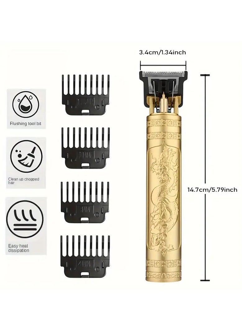 ORiTi Engraved Electric Hair Clipper, USB Rechargeable Trimmer With T/R-Shaped Cutter Heads, Washable Blades, 4 Guide Combs For Hair, Beard, And Body Grooming - Image 4