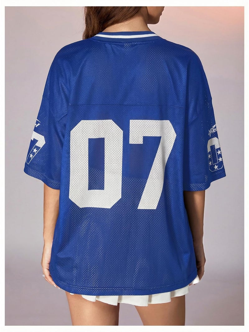 Jersey Shirt SOLY HUX Y2k Graphic Number Oversized V Neck - Image 2