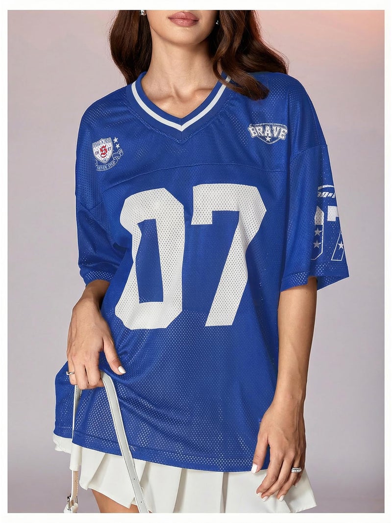 Jersey Shirt SOLY HUX Y2k Graphic Number Oversized V Neck - Image 3