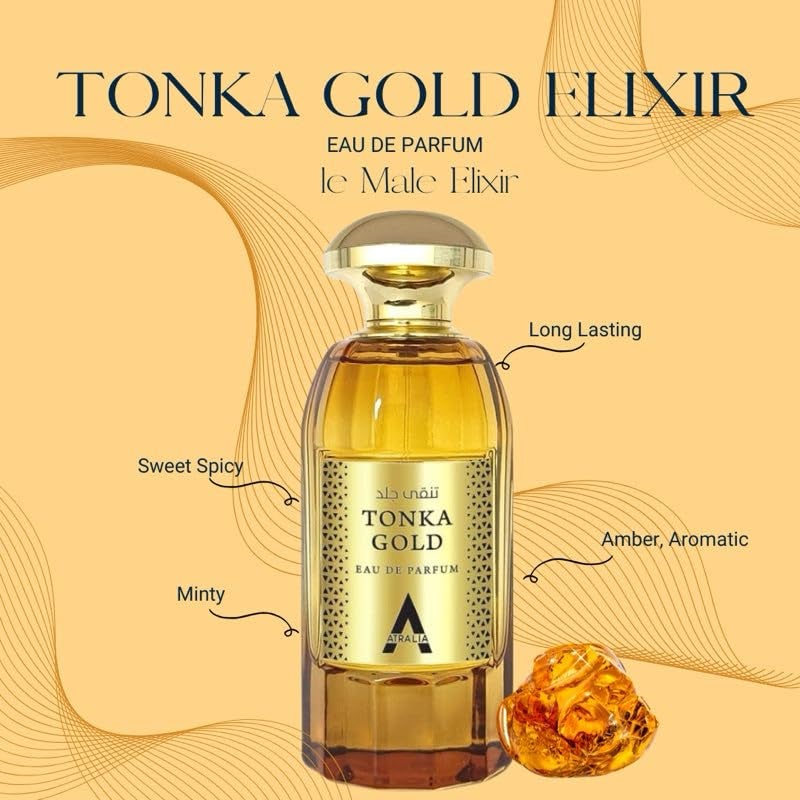 Atralia Tonka Gold Eau De Parfum Unisex 100Ml 3.4Oz - Luxurious and Long Lasting Fragrance With Top Notes Of Cognac, Cinnamon and Plum - Image 3