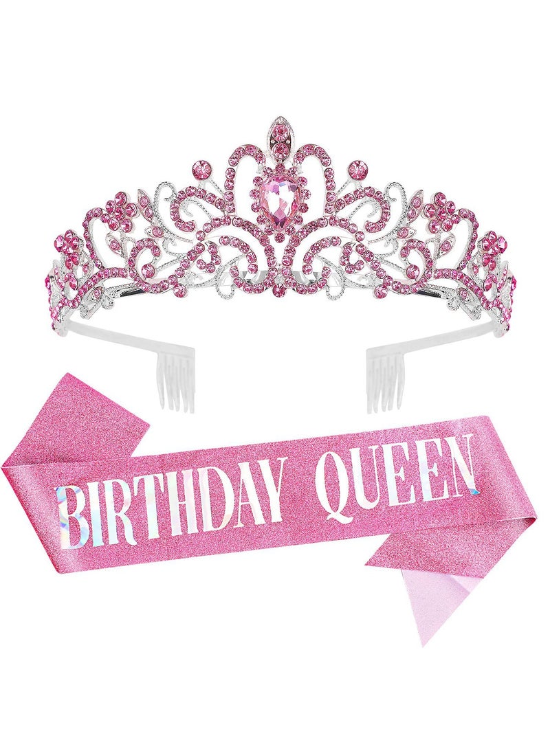 European and American Series Hot Birthday Shoulder Strap Crown Hairband Birthday queen/girl Set Etiquette Shoulder Pink QUEEN suit