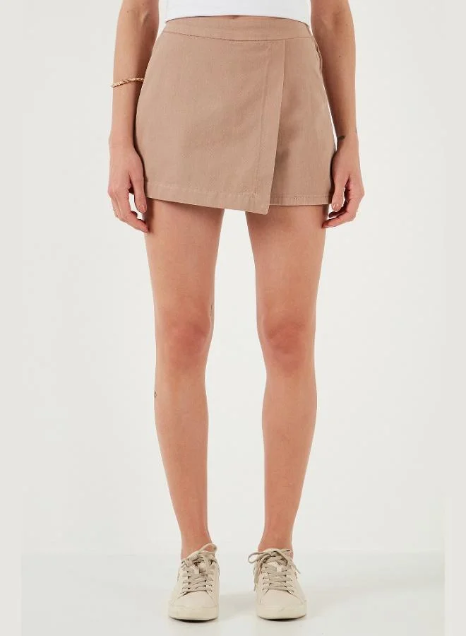 ليلا تنورة قصيرة قطنية بسحاب غير متماثل من ليلا للنساء