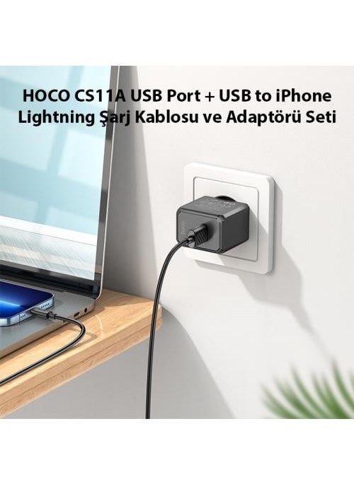 Coofbe - Hc Serial Charger Surge Protected USB Port Charging Head and 1m Lightning Cable Charging Set Compatible with iPhone - Image 1