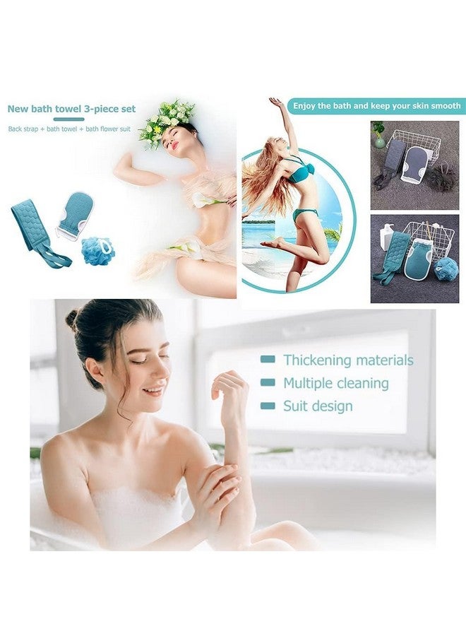 YONIMI Exfoliating Body Scrubber Shower Set - 3pcs, Back Scrubber, Sponge Pad & Loofah Mesh Bath Pouf for Men Women Shower Bath, Sensitive, Delicate, Dry Skin. Reusable - Image 5