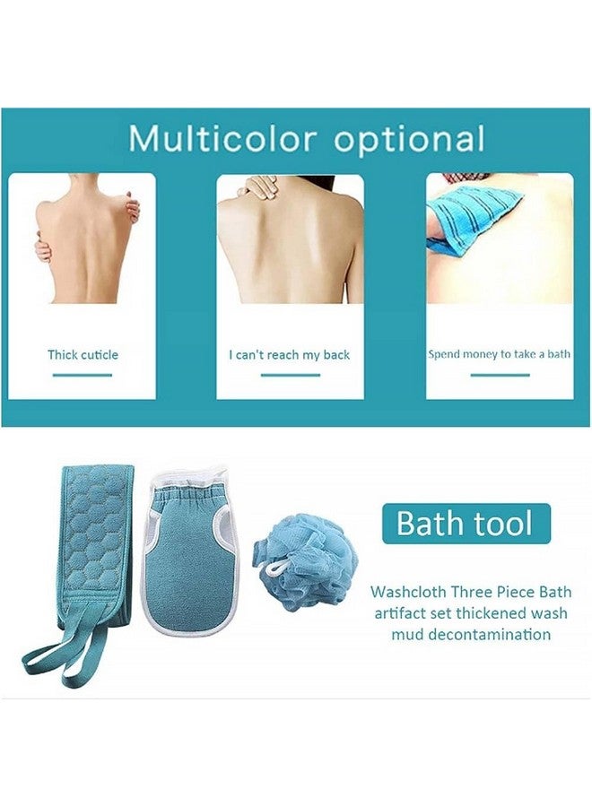 YONIMI Exfoliating Body Scrubber Shower Set - 3pcs, Back Scrubber, Sponge Pad & Loofah Mesh Bath Pouf for Men Women Shower Bath, Sensitive, Delicate, Dry Skin. Reusable - Image 3
