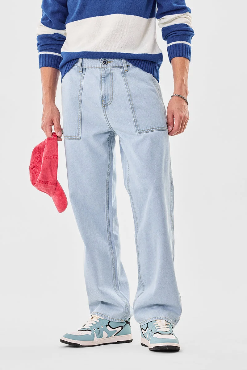 Washed Straight Fit Jeans