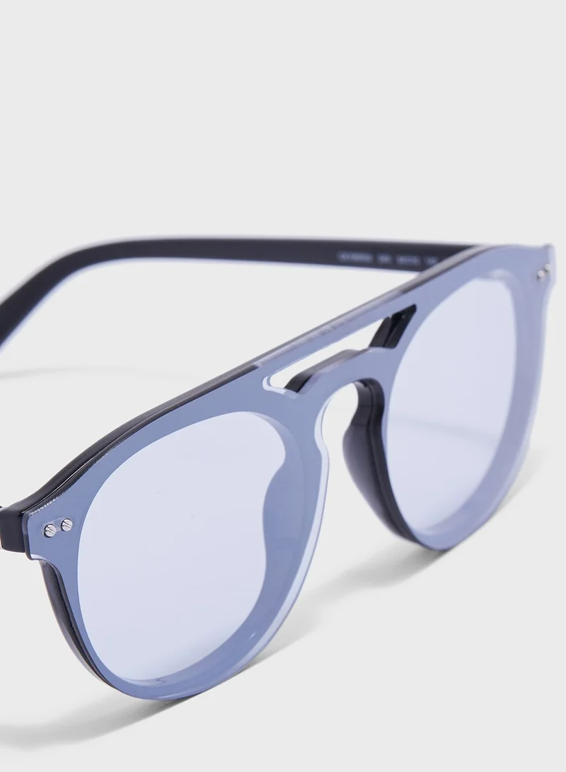 CALVIN KLEIN Round Top Bar Sunglasses