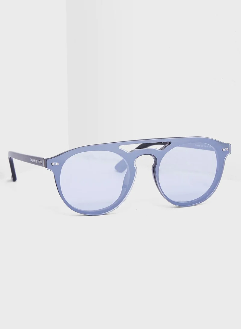 CALVIN KLEIN Round Top Bar Sunglasses