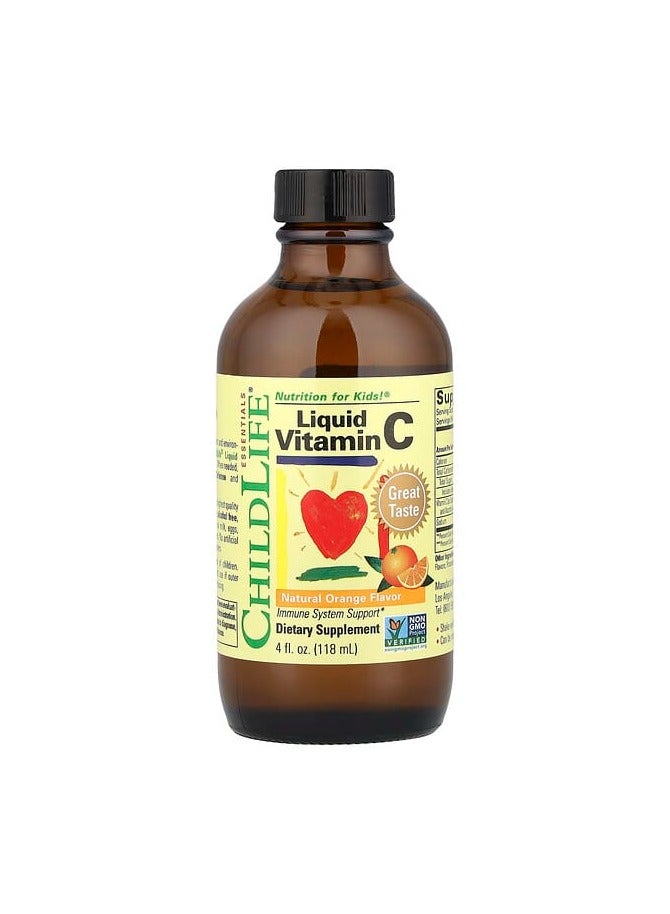 ChildLife Essentials, Liquid Vitamin C, Natural Orange, 4 fl oz (118 ml) - Image 1