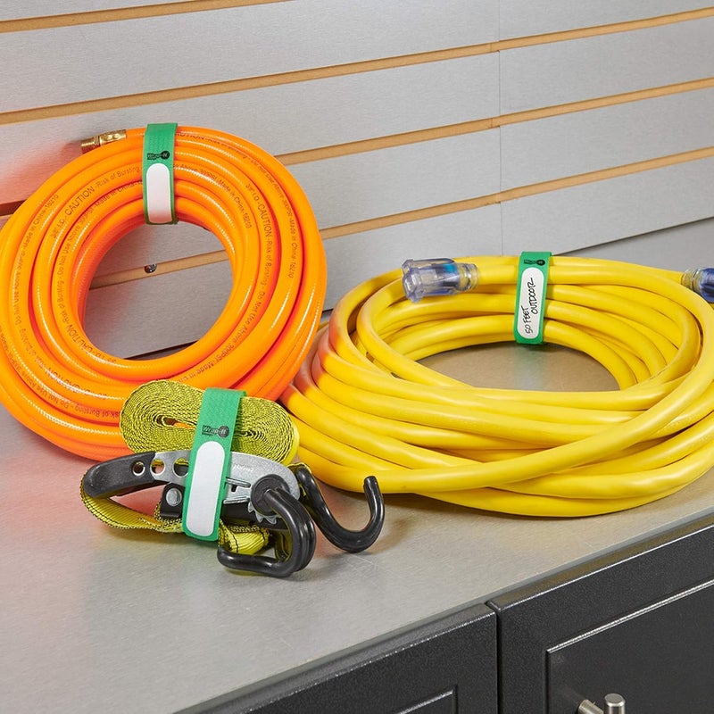 Wrap-It Storage Cinch-Straps, 18" 12 Pack (Green), Features Buckle and Write on Label for Easy Cord Identification and Cable Management, Reusable Multi-Purpose Securing Cinch Straps - Image 2