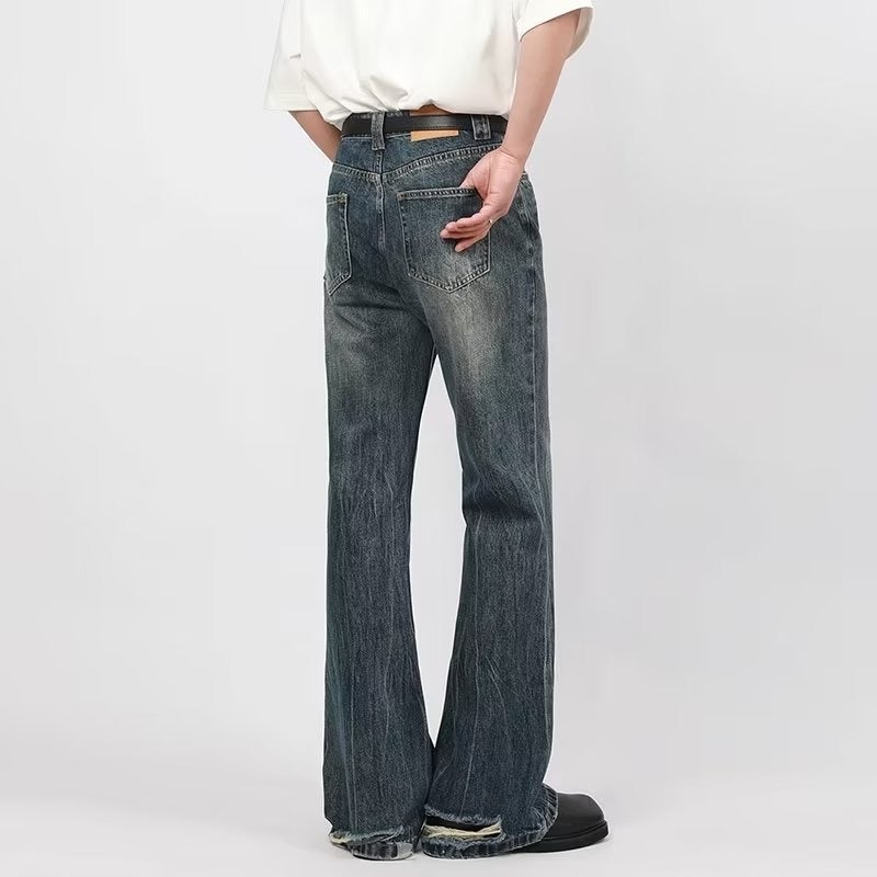 Vintage Lightning Wash Bell-Bottom Jeans Blue 