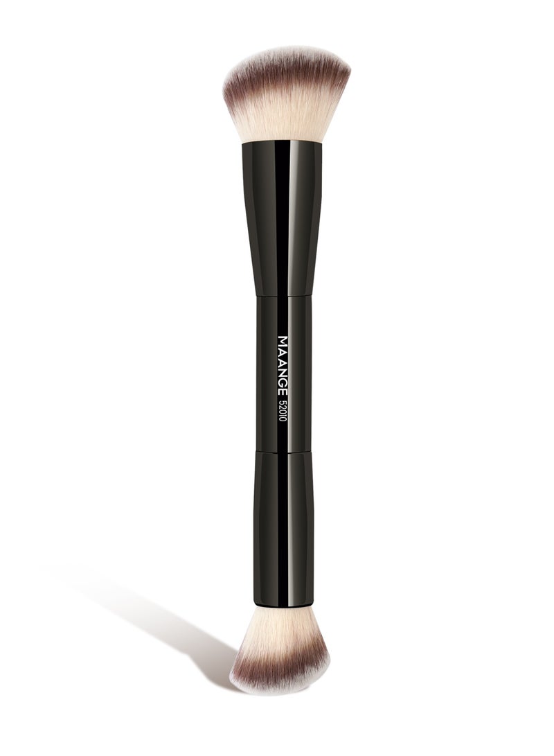 MAANGE Foundation Brush Double Ended Angled Round Contour Brush Powder Liquid Cream Concealer Blush Brush,Black - Image 1
