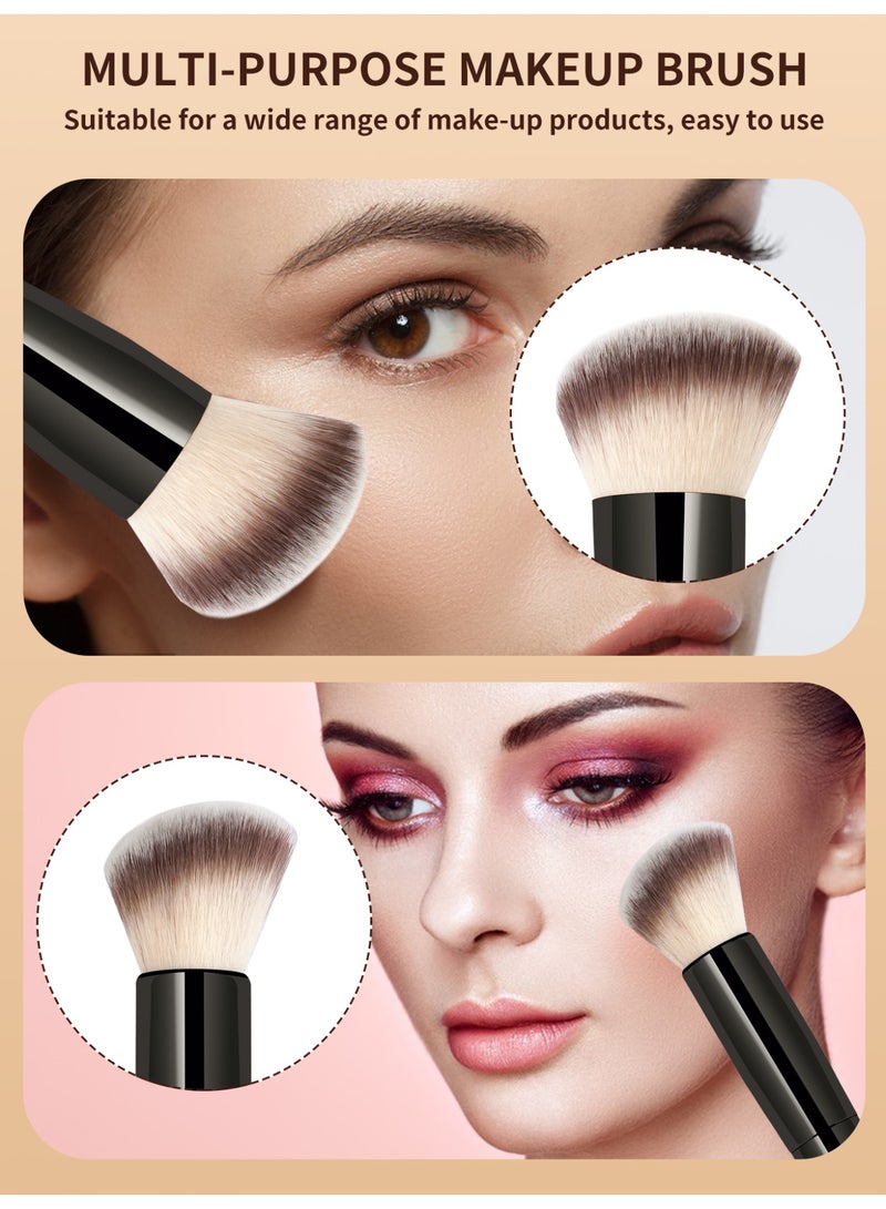 MAANGE Foundation Brush Double Ended Angled Round Contour Brush Powder Liquid Cream Concealer Blush Brush,Black - Image 2