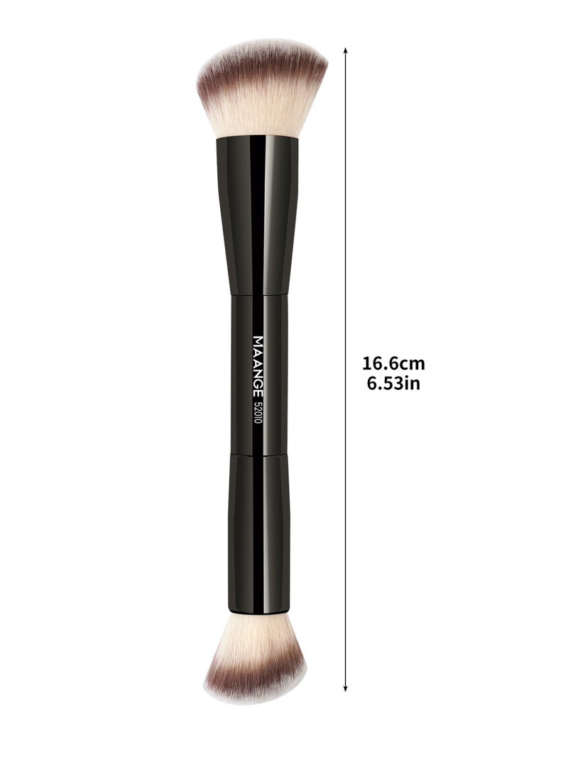 MAANGE Foundation Brush Double Ended Angled Round Contour Brush Powder Liquid Cream Concealer Blush Brush,Black - Image 4
