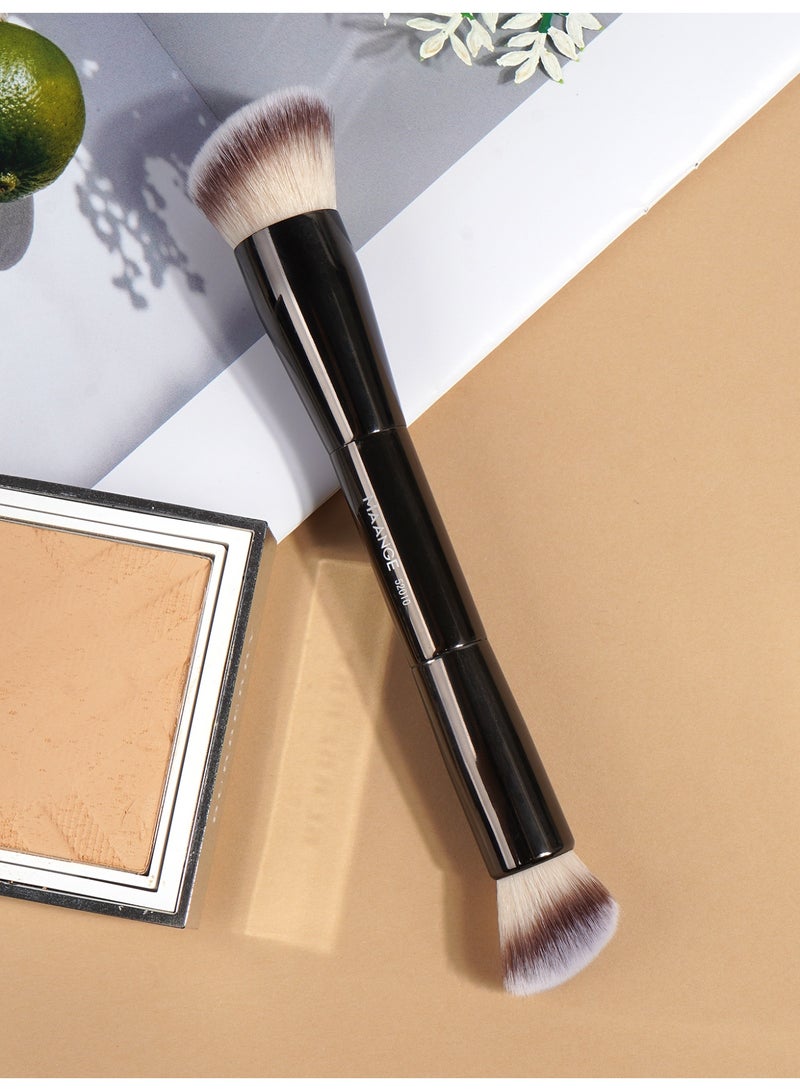 MAANGE Foundation Brush Double Ended Angled Round Contour Brush Powder Liquid Cream Concealer Blush Brush,Black - Image 5