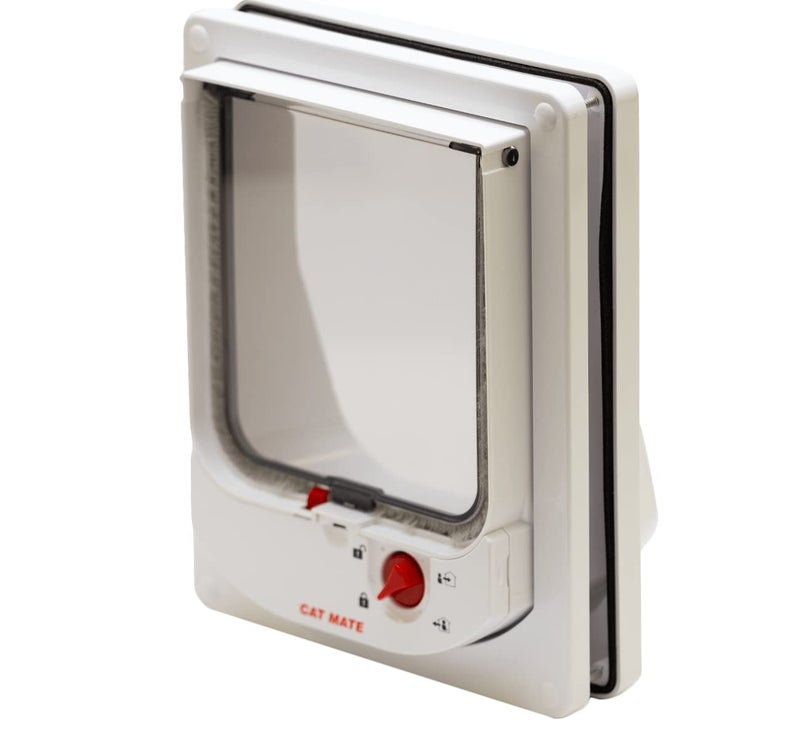 Cat Mate Electromagnetic 4-Way-Locking Cat Flap with 2 Collar Keys - White - Image 1
