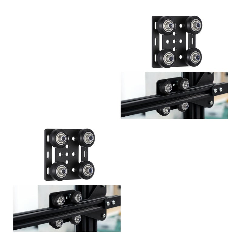 2 Sets 3D Printer Parts European Standard V Gantry Plat Set Special Slide Plate Pulley for 2020 Aluminum Profiles Wheels with (Black) - Image 5
