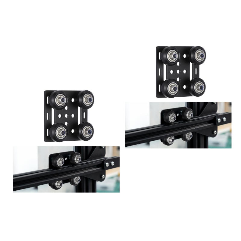 2 Sets 3D Printer Parts European Standard V Gantry Plat Set Special Slide Plate Pulley for 2020 Aluminum Profiles Wheels with (Black) - Image 3