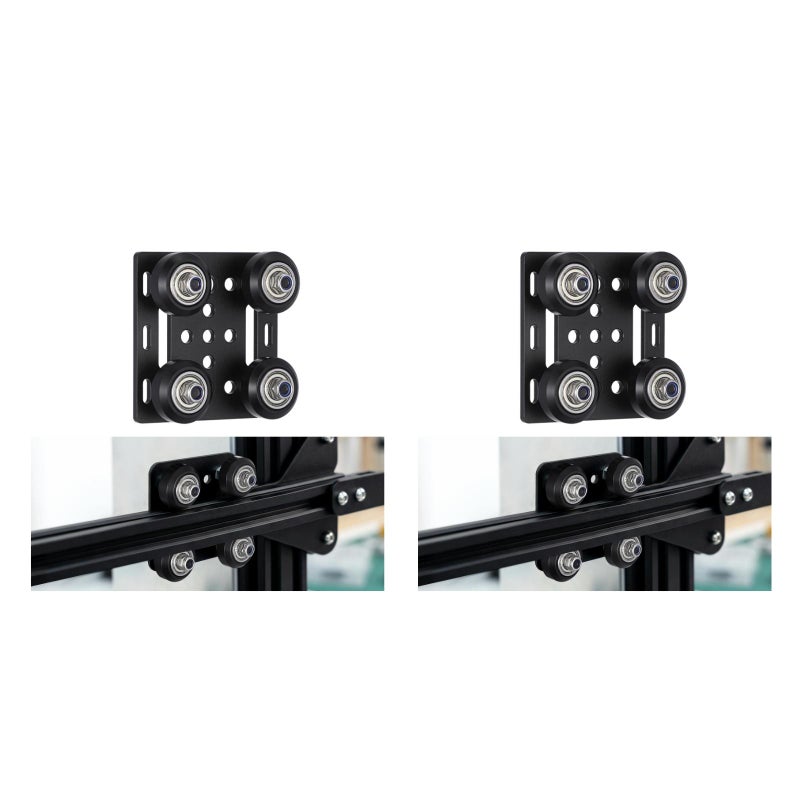 2 Sets 3D Printer Parts European Standard V Gantry Plat Set Special Slide Plate Pulley for 2020 Aluminum Profiles Wheels with (Black) - Image 4