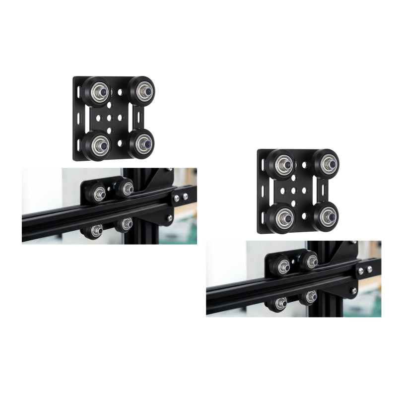2 Sets 3D Printer Parts European Standard V Gantry Plat Set Special Slide Plate Pulley for 2020 Aluminum Profiles Wheels with (Black) - Image 2