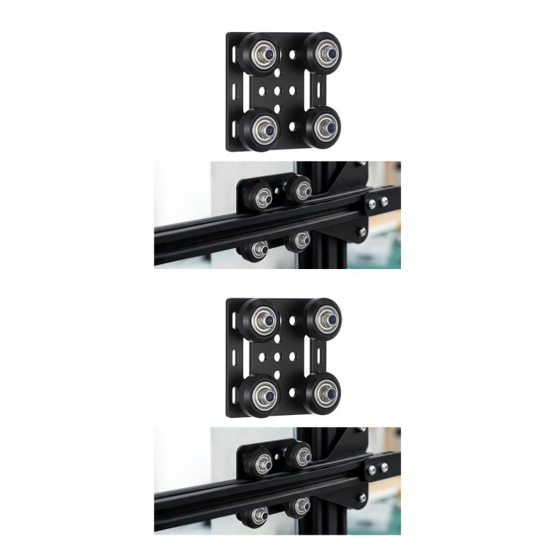 2 Sets 3D Printer Parts European Standard V Gantry Plat Set Special Slide Plate Pulley for 2020 Aluminum Profiles Wheels with (Black) - Image 1