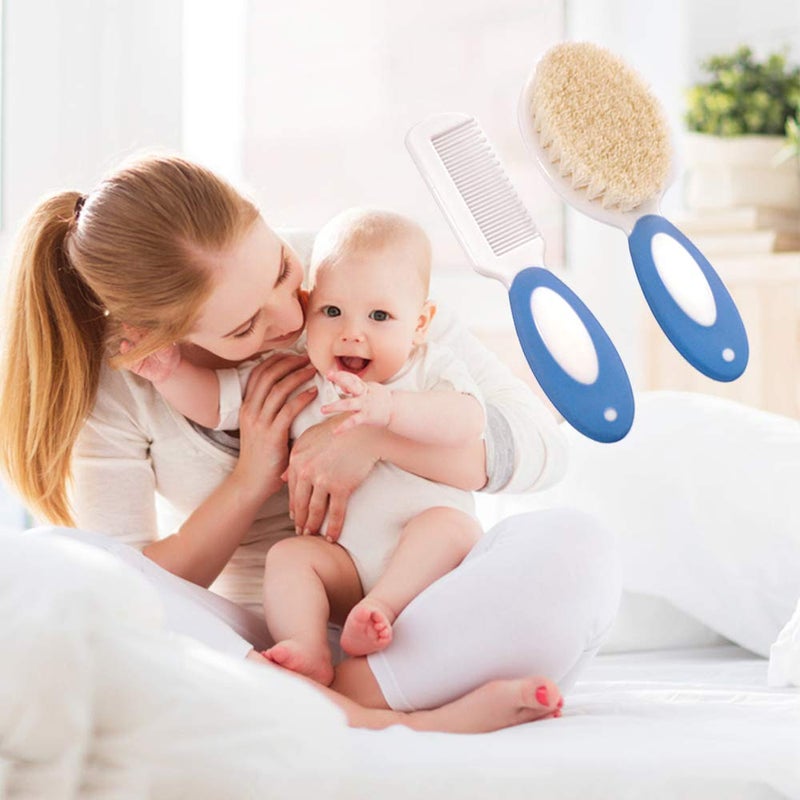 MR LION Baby Hair Brush and Comb Set for Newborns & Toddlers | Natural Soft Goat Bristles | Ideal for Cradle Cap | Perfect Baby Registry Gift (Blue) - Image 5