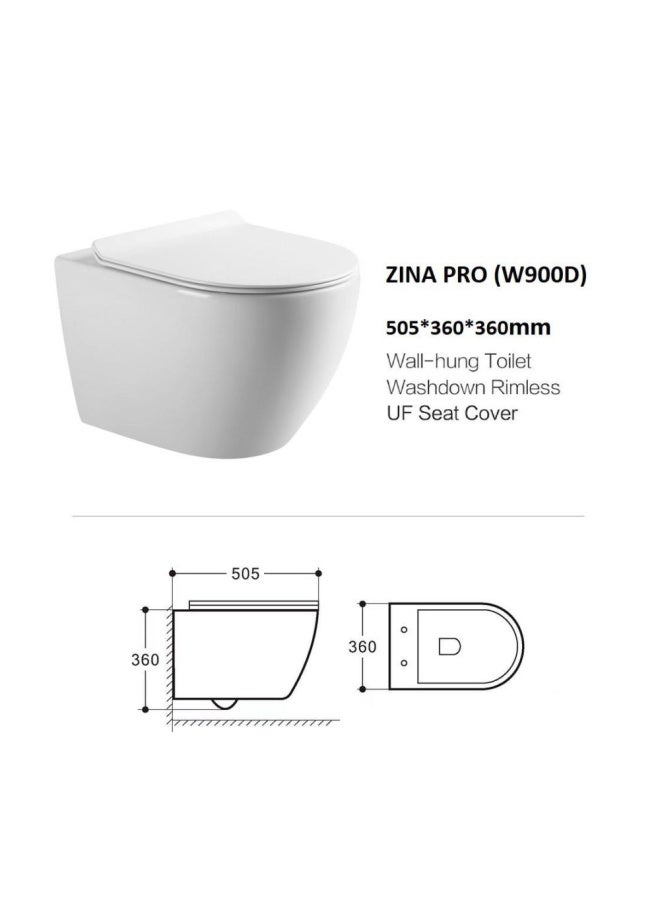 DANUBE HOME Milano Zina Pro Wall Hung Wc W900D 505*360*360 White - Image 1