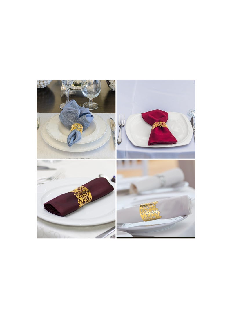 SYOSI - Rose Flower Paper Napkin Rings, Gold Disposable Paper Napkin Holder Laser Cut Hollow Napkin Bands Leaf Vine Serviette Rings for Festivals Wedding Party Dinner Events Table Decoration(50 Pcs) - Image 1