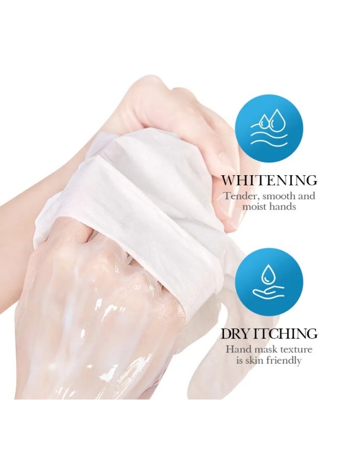 SADOER 6 Pairs Aloe Vera Hand Mask Moisturizing Hand Mask Set for Comfortable Delicate Soft Hands Fade Fine Lines Improve Darkness & Brighten Moist Anti-Cracking Hand Mask with 98% Aloevera Extract 35G/Pair - Image 4