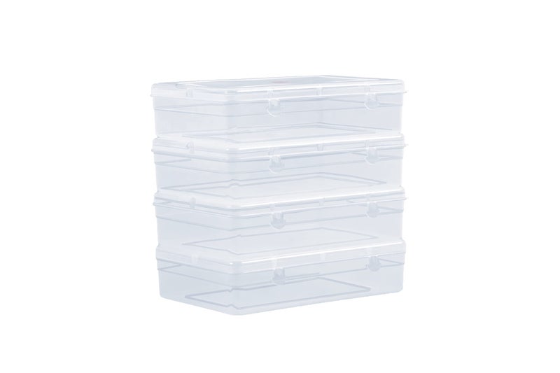 SHOPATHON INDIA IN55 Clear Plastic Storage Box Organizer Rectangle Medium Size Container With Lid And Lock Combo 4 Same Size -13x20x5 cm - Image 2