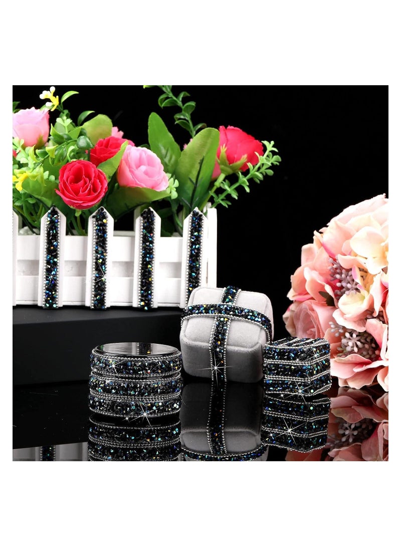 3 Yards Resin Rhinestone Self Adhesive Diamond Crystal Ribbon Roll Glitter Belt Bling for DIY Art Crafts Black 0.4inch  - Image 2