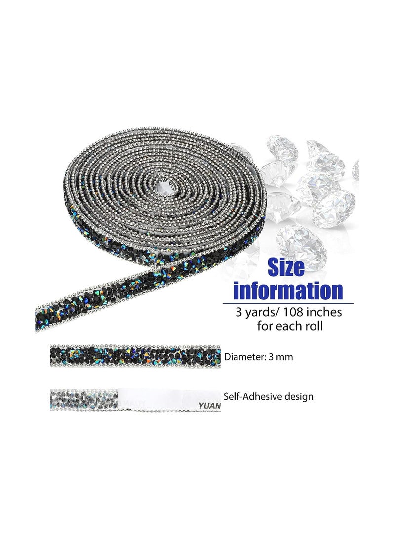 3 Yards Resin Rhinestone Self Adhesive Diamond Crystal Ribbon Roll Glitter Belt Bling for DIY Art Crafts Black 0.4inch  - Image 5