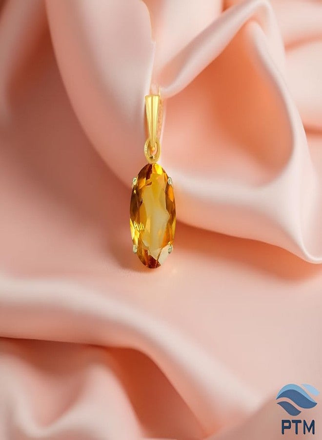 Ptm Natural Citrine/Sunehla 4.25 Ratti or 4 Carat Astrological Certified Gemstone Panchdhatu/5 Metals 22k Gold Plated Pendant for Men & Women -fba2425 - Image 2