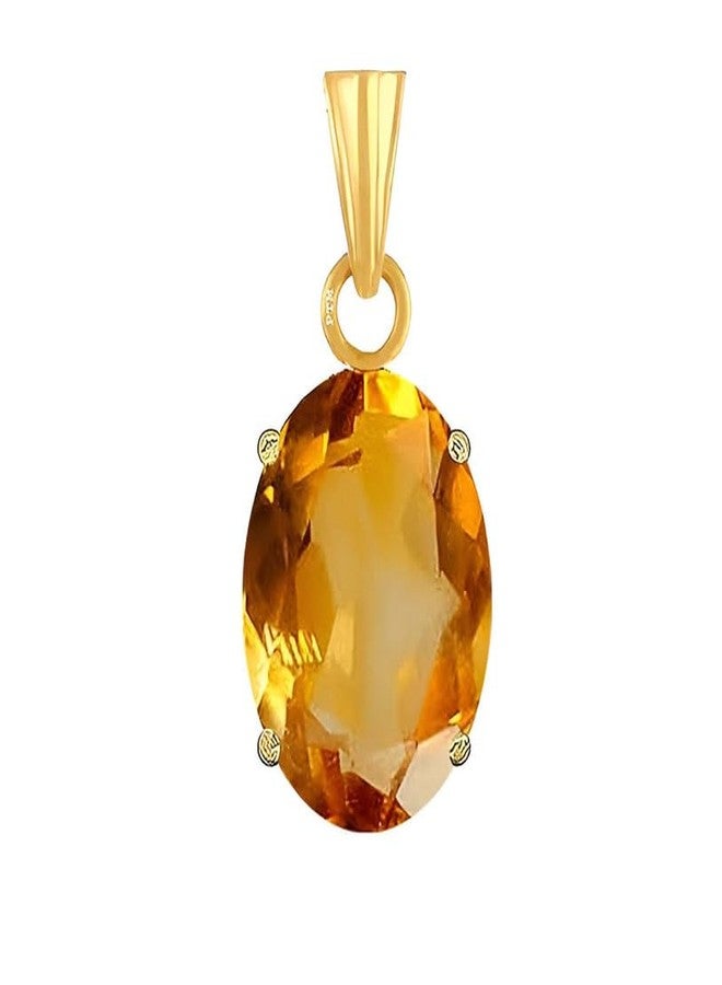 Ptm Natural Citrine/Sunehla 4.25 Ratti or 4 Carat Astrological Certified Gemstone Panchdhatu/5 Metals 22k Gold Plated Pendant for Men & Women -fba2425 - Image 1