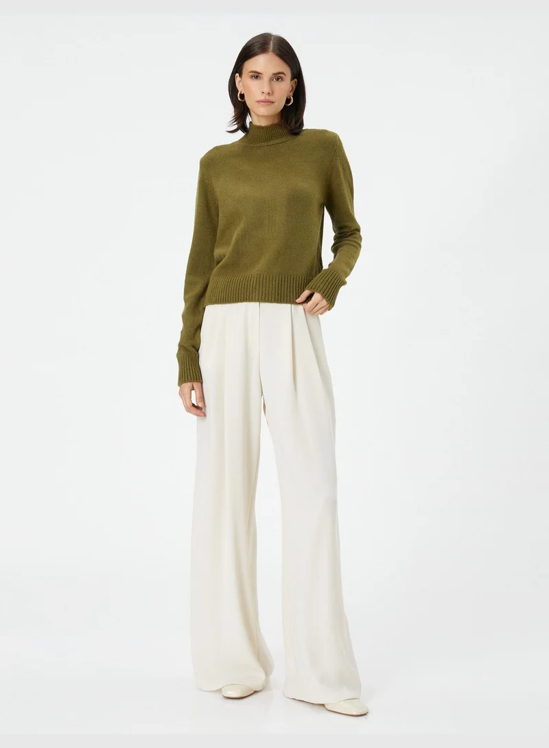 كوتون High Neck Acrylic Sweater Long Sleeve