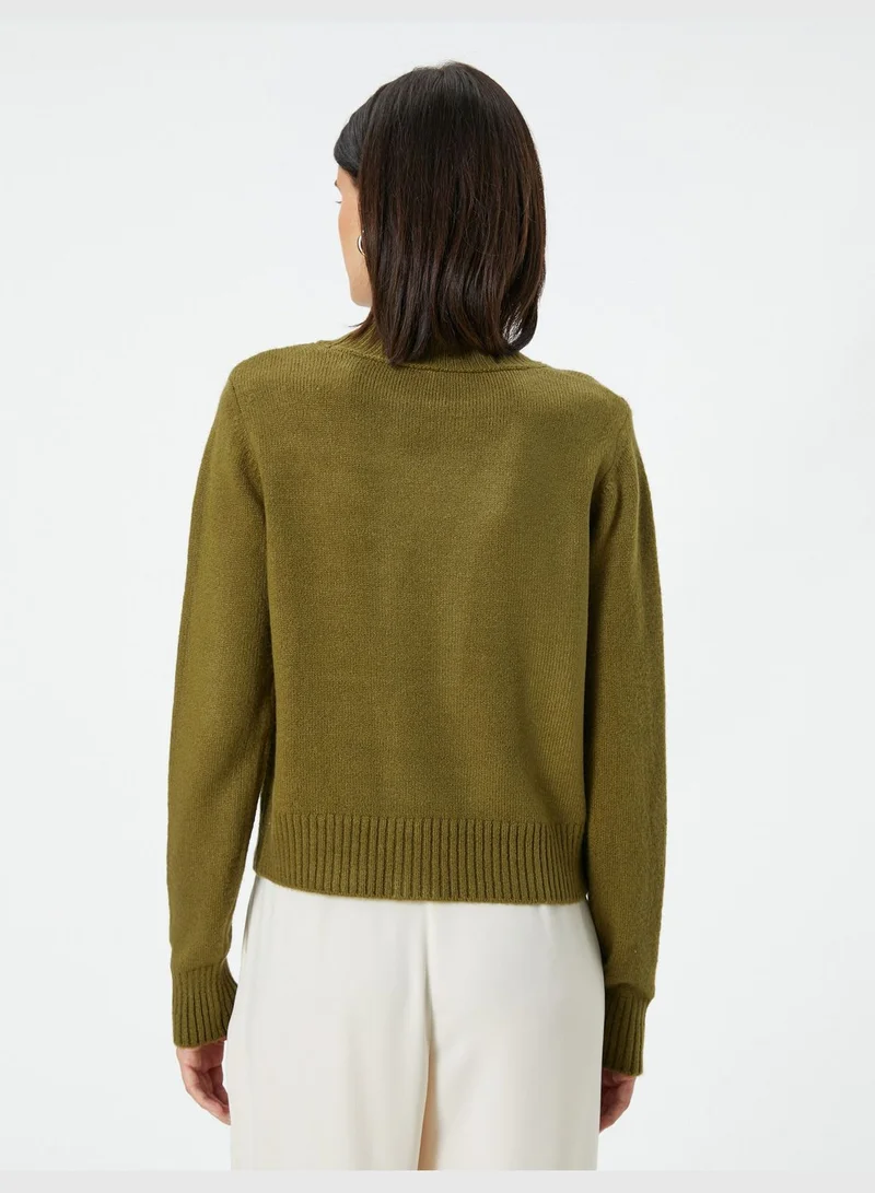 كوتون High Neck Acrylic Sweater Long Sleeve