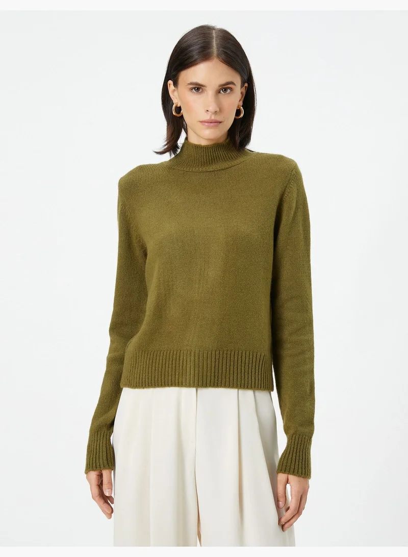 كوتون High Neck Acrylic Sweater Long Sleeve