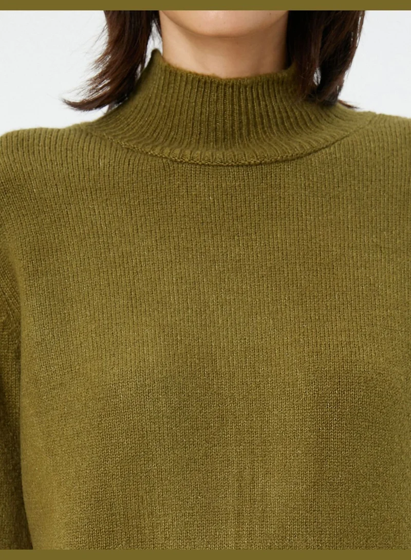 كوتون High Neck Acrylic Sweater Long Sleeve