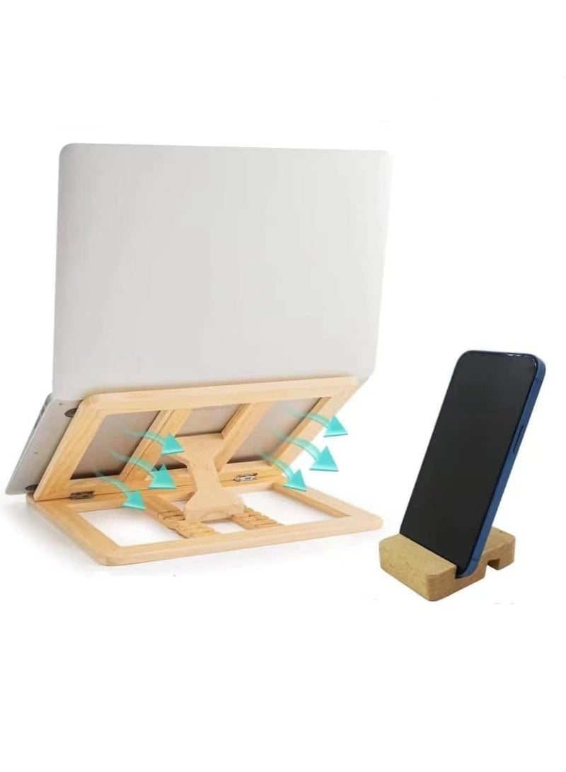 Wooden Laptop Stand with Ergonomic Design and Cooling Feature - Image 1
