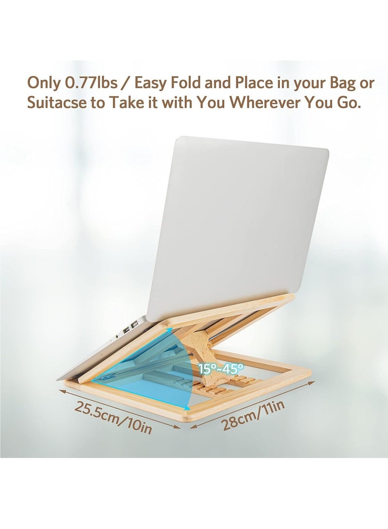 Wooden Laptop Stand with Ergonomic Design and Cooling Feature - Image 3