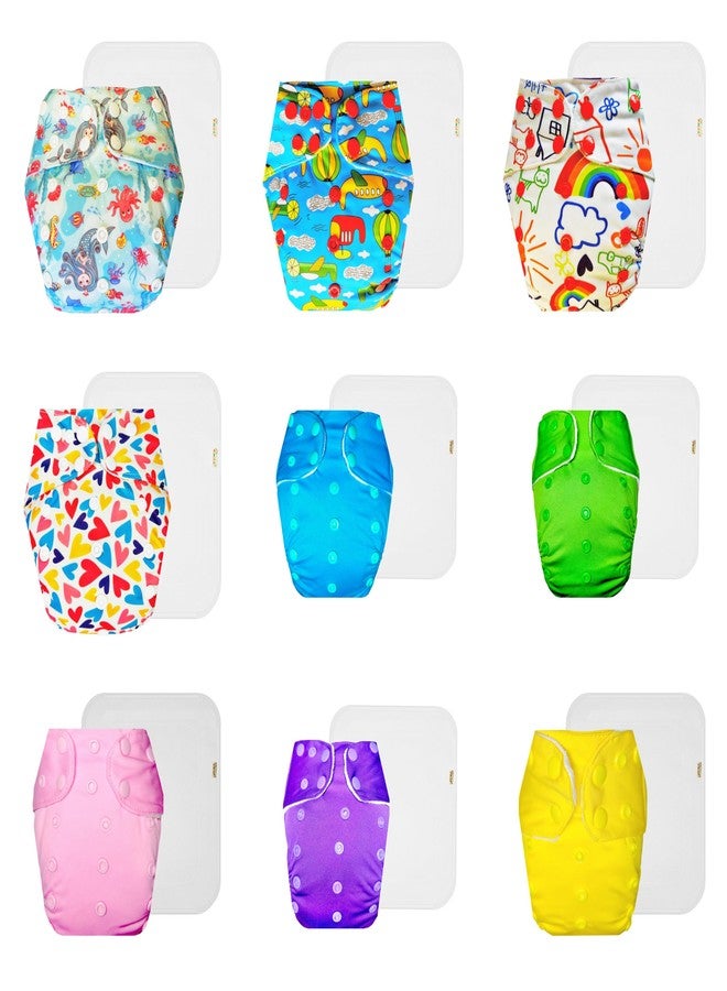 Dumbledo Premium Cloth Diaper with Cotton Insert (Pack of 9) | Snug Fit | Reusable & Washable | Travel Friendly | Ideal for Toddlers | 3 Months - 3 Years | Unisex Baby - Image 1
