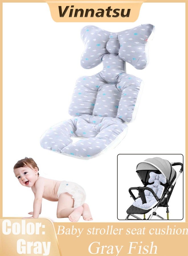 Vinnatsu Vinnatsu Baby Seat Pad Liner for Stroller Stroller Liner Universal 3D Air Mesh Breathable Car High Chair Cushion for Infant Soft Padding,Baby Carrier Pram Non Slip Cushion for Baby Kid Toddler In  Gray Fish - Image 1