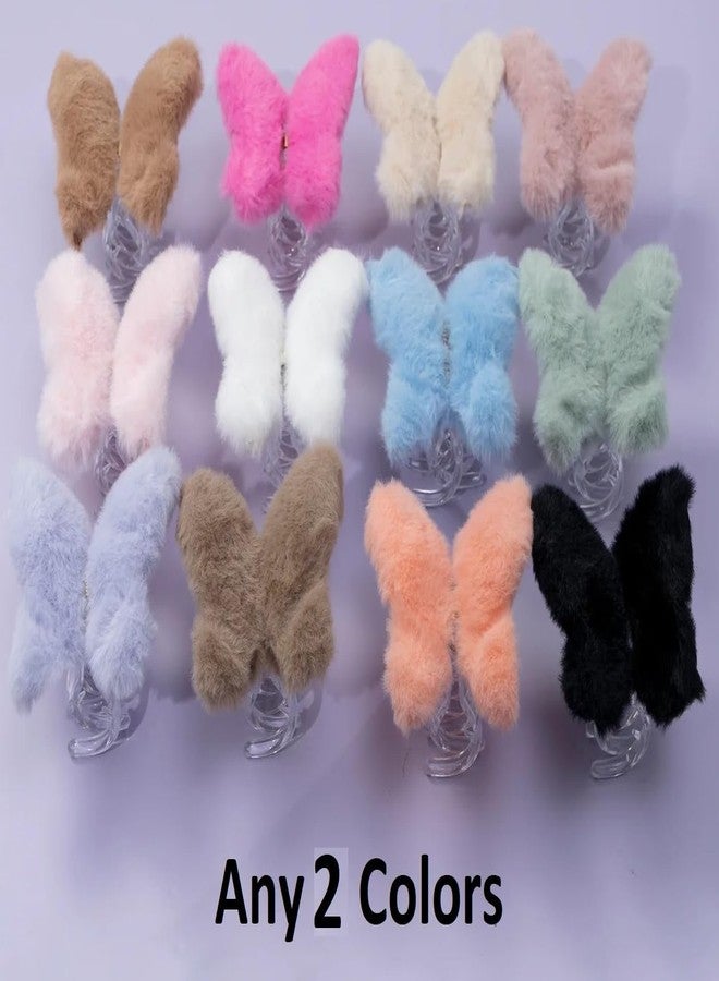 RHOSYN HAIR ACCESSORIES 4 Pcs Faux Fur Hair Clips Set ||Simple Fluffy Plush Hair Claw Clips|| Fuzzy Stylish Curly Hair Styling ||Furry Hair Claw Clips for Women Girls (Random Color) - Image 2