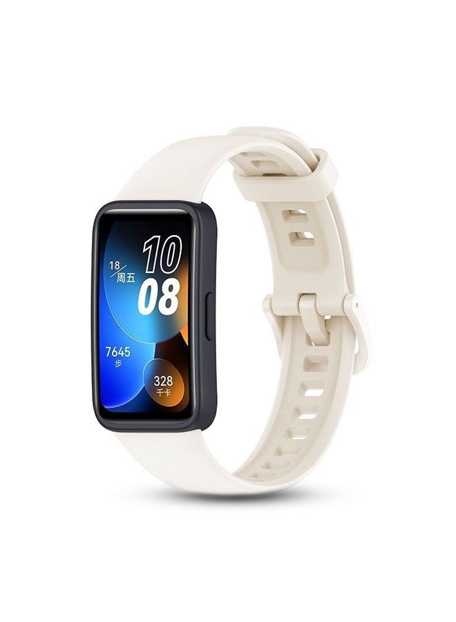 O Ozone Silicone Straps Compatible with Huawei Band 8 | Huawei Band 9, Soft Silicone Replacement Band Adjustable Strap with Clasp for Women Men- Beige/ivory  - Image 1