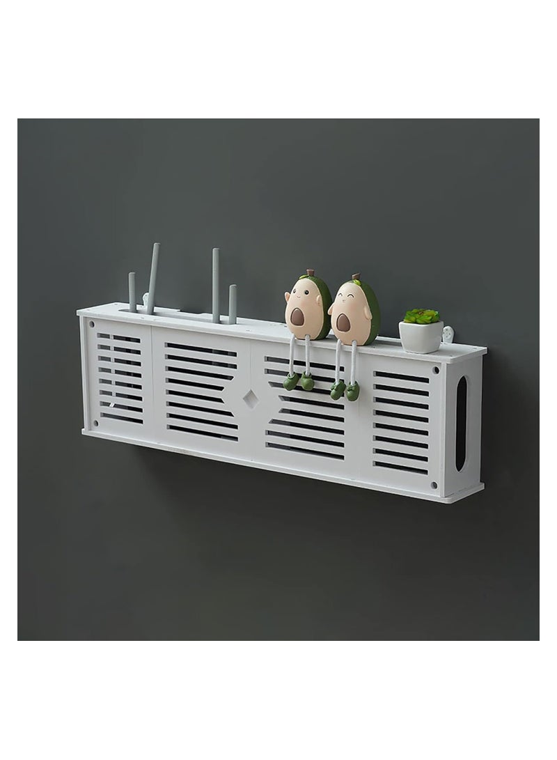 Eworld Stylish Wall-Mounted Router Rack for Wi-Fi Router, Set-Top Box, Light Cat Box, and More, Includes Doors and Patch Panel Shielding Box for Neat Storage, White.  - Image 3