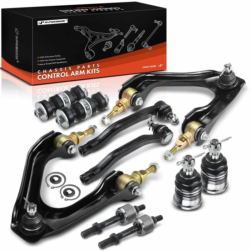 A-Premium 10Pcs Front Suspension Kit Upper Control Arm Ball Joint Tie Rod End Stabilizer Bar End Link Compatible with Honda Accord 1990-1993 2.2L - Image 1