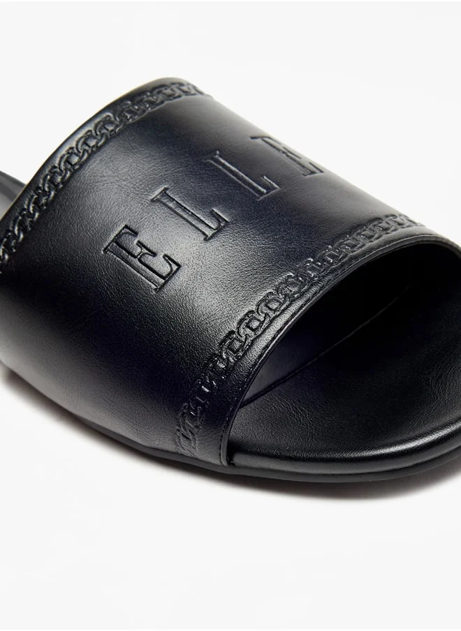 ايل Women's Logo Embossed Slip-On Sandals