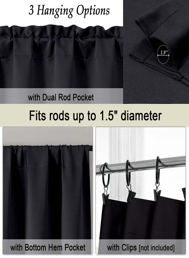 Simplebrand Black Cafe Curtains Tier 36 Inch Length 2 Panels Set, Half Window Blackout Curtains for Kitchen, Rod Pocket Tier Thermal Insulated Window Treatment Short Curtain, Each 30" Wx36 L - Image 3