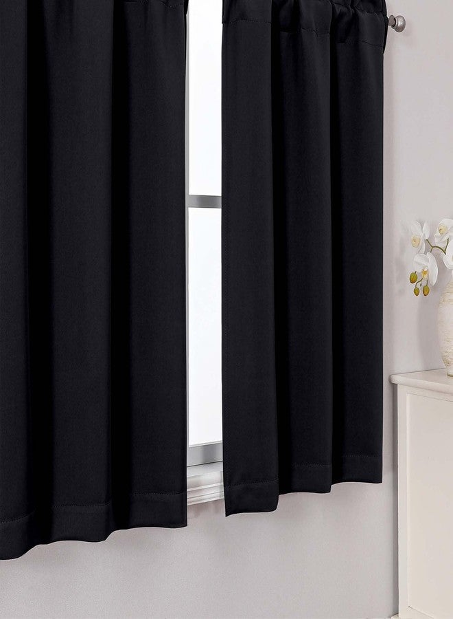 Simplebrand Black Cafe Curtains Tier 36 Inch Length 2 Panels Set, Half Window Blackout Curtains for Kitchen, Rod Pocket Tier Thermal Insulated Window Treatment Short Curtain, Each 30" Wx36 L - Image 4